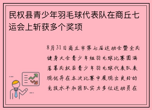 民权县青少年羽毛球代表队在商丘七运会上斩获多个奖项